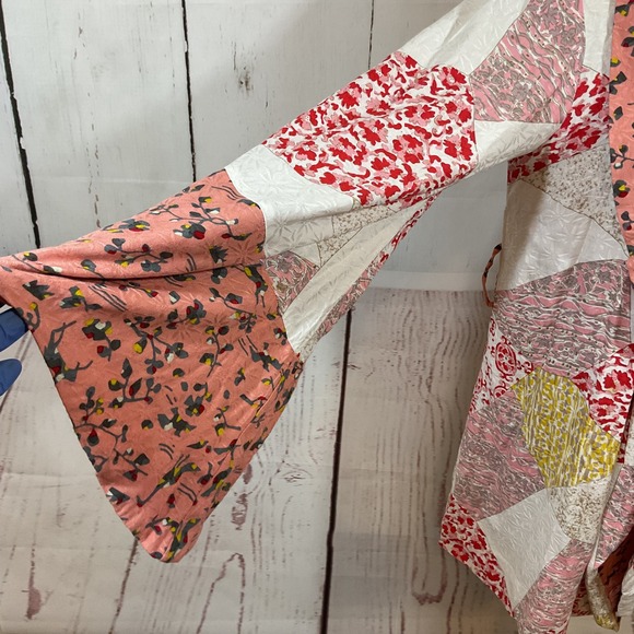 Floreat Anthropologie Kimono Robe Jacket M/L Patchwork Asian Inspired NO BELT - Picture 4 of 16